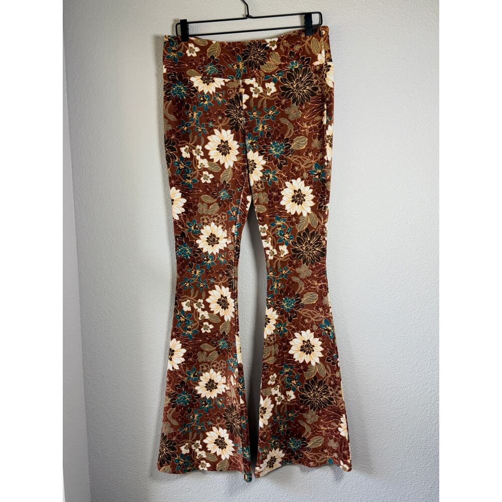 Shyanne Floral Velvet Bell Bottom Pants Boho Western Flare L Western Cowgirl